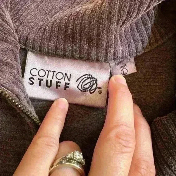 Cotton Stuff Purple  1/4 Zip Up Corduroy Lightweight Jacket, Made in USA, Size L - Picture 5 of 7